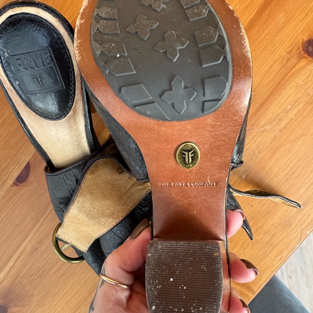 Frye Black Cutout Heels with Brown Platform - Picture 6 of 6